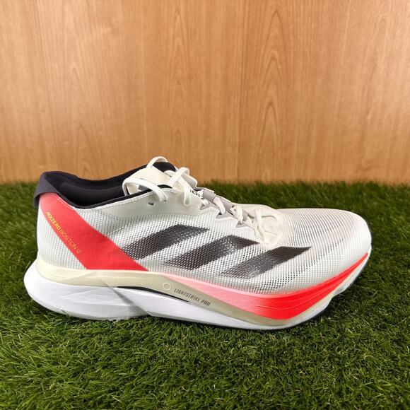 adidas Adizero Boston 12 Cloud White Solar Red Running Shoes IF9210 Mens Sz 10.5 main image 5